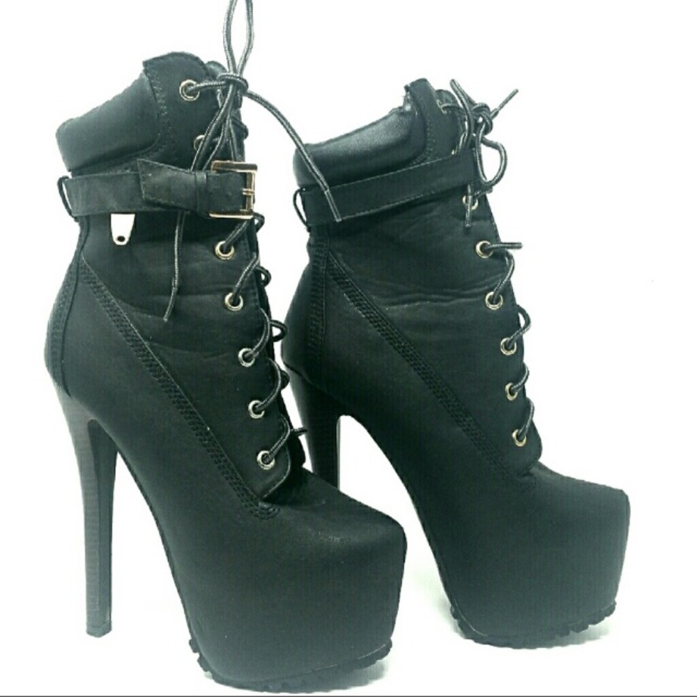 7.5 platform heeled boots
